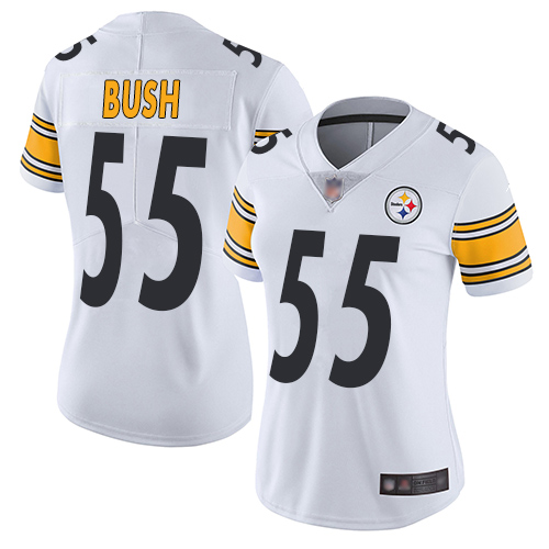 Women Pittsburgh Steelers Football #55 Limited White Devin Bush Road Vapor Untouchable Nike NFL Jersey->women nfl jersey->Women Jersey